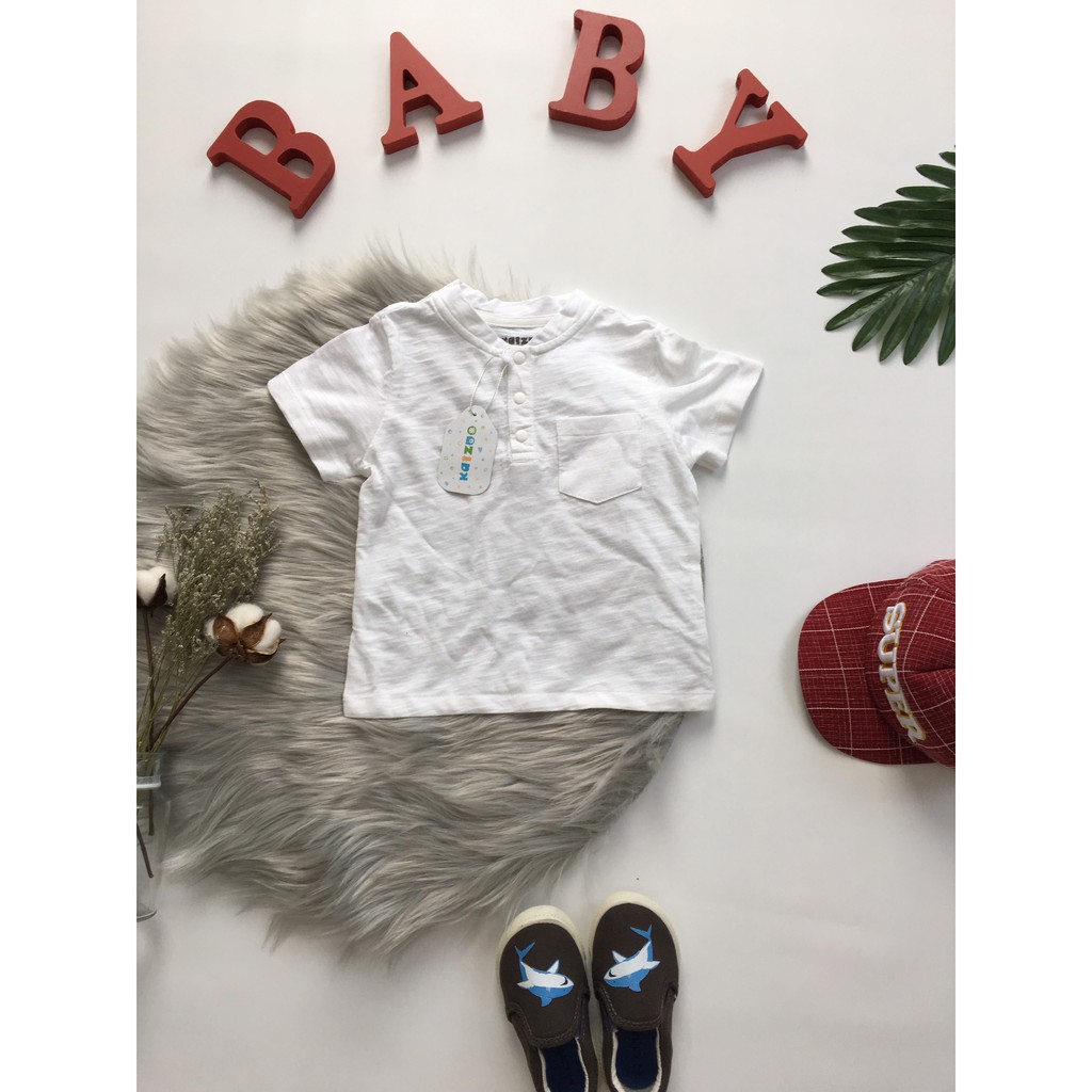 Bộ Kaizoo Tay Ngắn Thun Cotton Áo Trắng cổ tròn Quần Xanh Đen