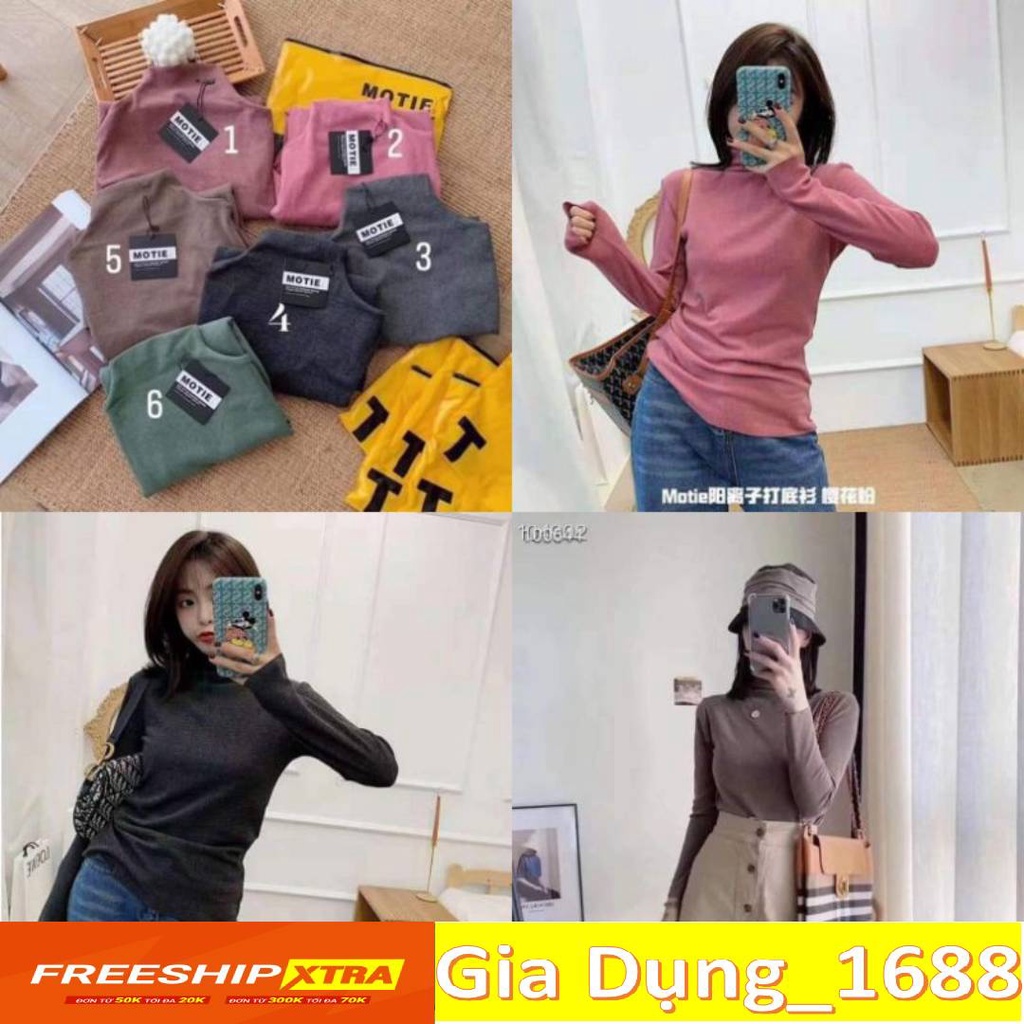 Áo giữ nhiệt nữ💚CAM KẾT CHUẨN💚Áo Len Cổ Lọ Xuất Nhật MoTie (Túi Zip)