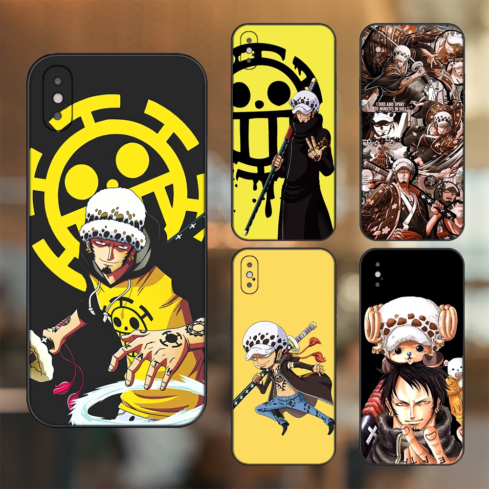 Ốp lưng iPhone X, Xs dẻo đen cạnh vuông in hình Law One Piece