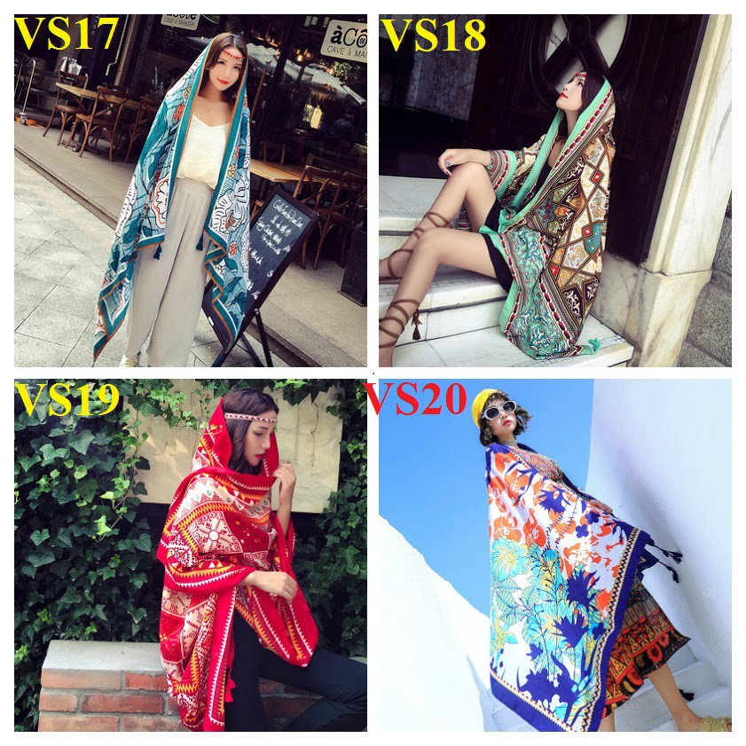 (HÀNG LOẠI 1 - CHẤT VISCO) KHĂN CHOÀNG ĐI BIỂN, DU LỊCH - PHONG CÁCH VINTAGE