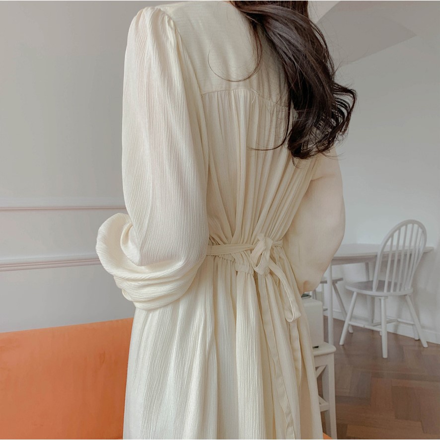 Đầm midi tay dài cổ vuông thời trang 32991