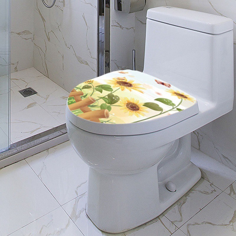 BUTTERFLY Miếng Dán Trang Trí Nắp Bồn Cầu Hình Hoa Hướng Dương