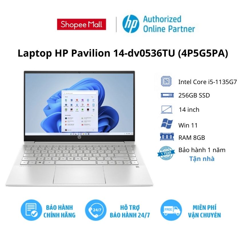 [ELHP10 giảm 10% đơn 15TR max 2TR5] Laptop HP Pavilion 14-dv0536TU (4P5G5PA)/ Core i5/ RAM 8GB/ 256GB SSD/ 14 inch FHD