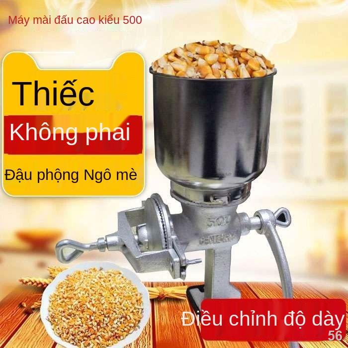 2021▫┇✐Thủ công quay tay thủ công gia đình bột gạo đậu phộng máy xay hạt óc chó mạ thiếc máy xay hạt kim loại nghiền thu