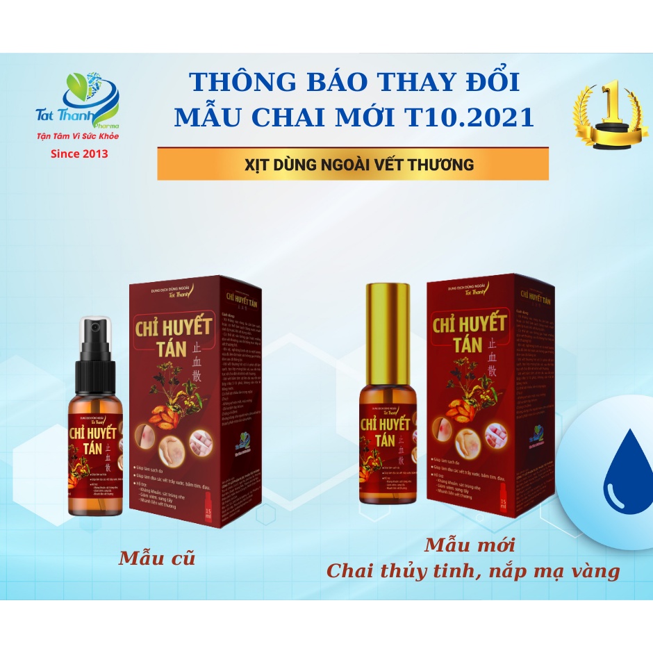 ✔️️️Xịt thảo dược nhanh lành vết thương Chỉ Huyết Tán chai 15ml/160 lần xịt bỏng, loét do nằm bất động lâu, vết khâu mổ