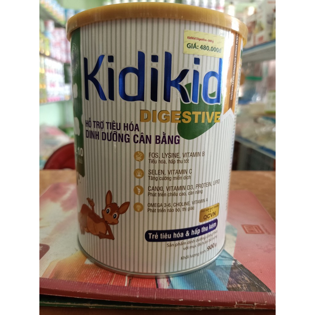 Sữa bột Kidikid Digestive 900gr hỗ trợ trẻ bị các bệnh tiêu hóa hấp thu kém