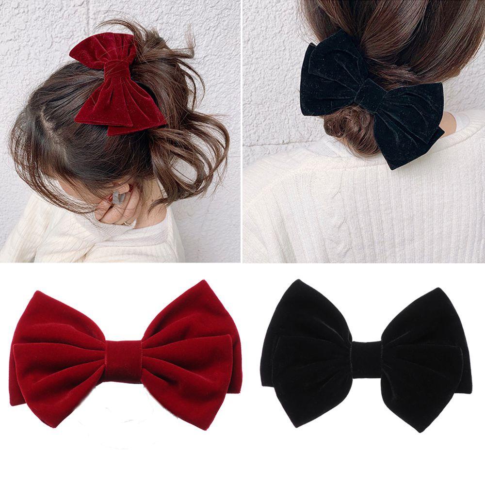 SUMU Kẹp Tóc Nơ Vải Nhung Sang Trọng Cho Nữ