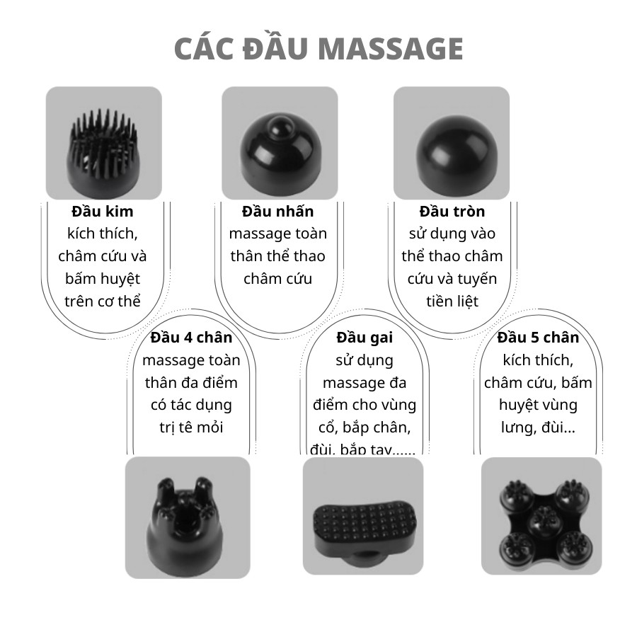 ✈️ [Freeship] MÁY MASSAGE CẦM TAY KHÔNG DÂY YT-1708 [6 đầu massage chuyên dụng]