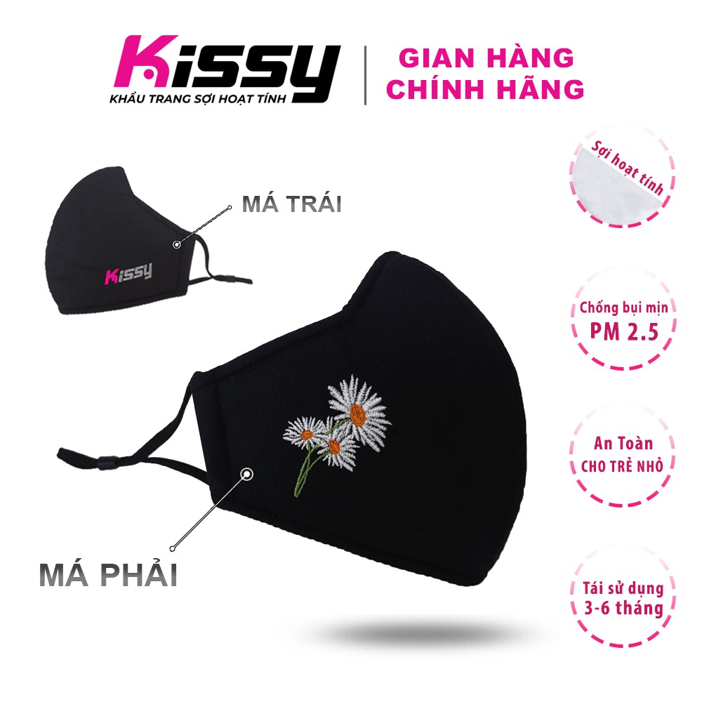 [Mã BMBAU50 giảm 7% đơn 150K] Khẩu Trang Vải 3 Lớp Kissy Người Lớn Size Hạo Tiết Thêu Hoa Và Chống Bụi Mịn Hiệu Quả