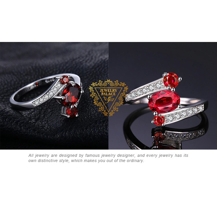 Nhẫn Bạc 925 Đính Đá Garnet 3 Màu Đỏ Cho Nữ