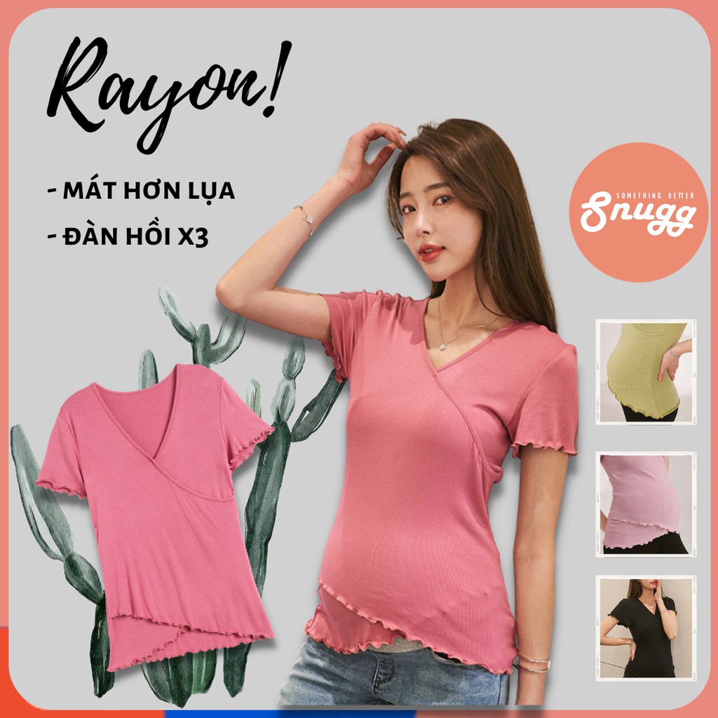 Áo bầu bú Rayon spandex dệt kim đôi - áo bầu mịn mát hơn lụa - best choice hè 2021 Snugg SNU2058