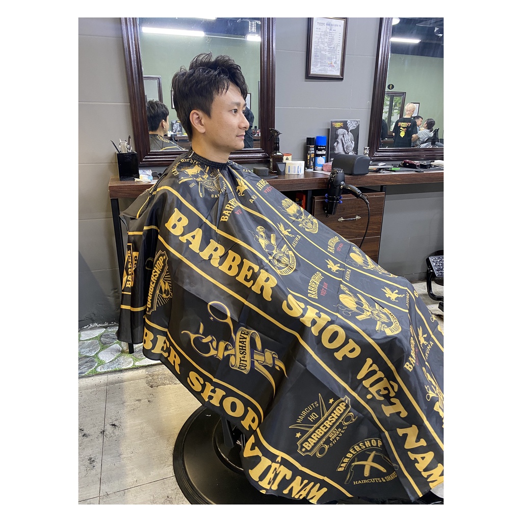 Áo choàng cắt tóc Akuma họa tiết Barber Shop