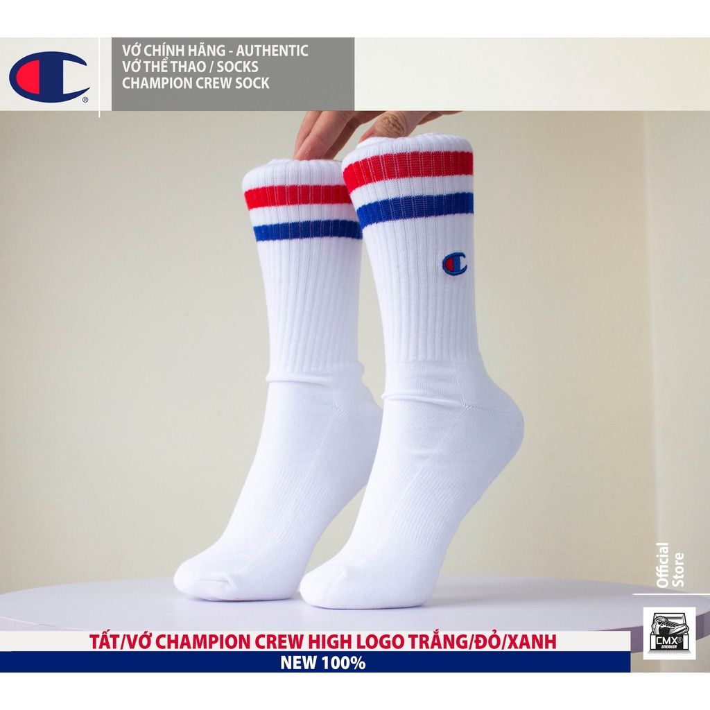 😘  SET Tất / Vớ Thể Thao Champion Crew High Logo Sock - 1 ĐÔI VÀ PACK 3 ĐÔI - REAL AUTHENTIC 100%