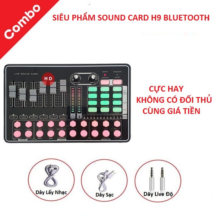 [Mã ELHACE giảm 4% đơn 300K] Combo Micro, Mic AQ 220 - Sound Card Thu Âm Mkai H9 Bluetooth Hát Cực Hay