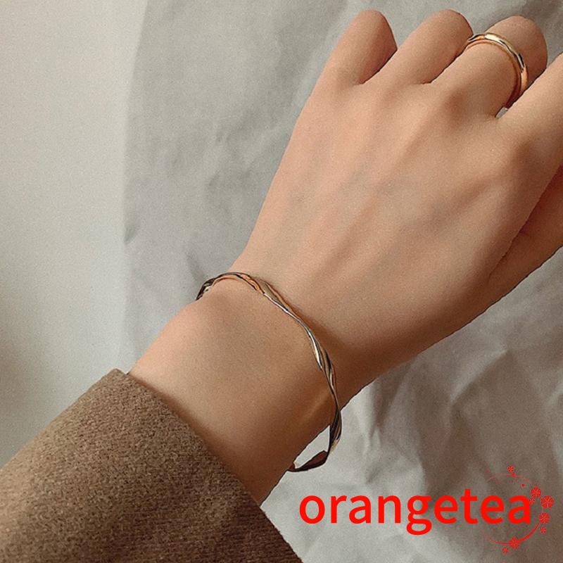 Vòng đeo tay dạng mở kết cấu hình tròn màu sắc đơn giản cho nữ
