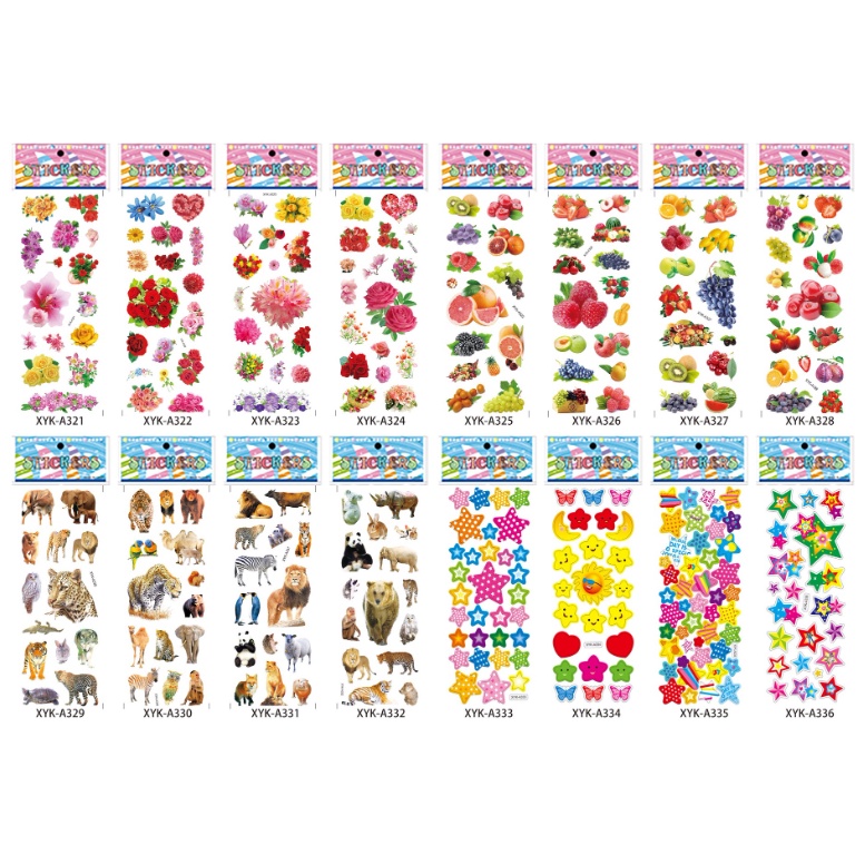 Bộ Sticker dán 3D nhiều mẫu đáng yêu cho các bé