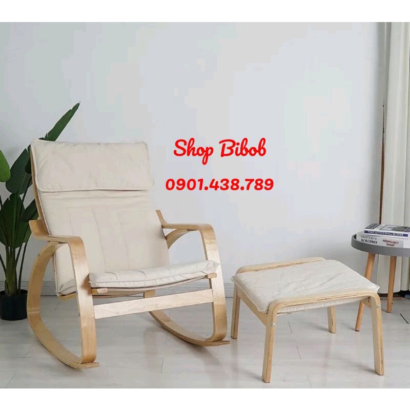 Ghế Thư Giãn Poang Nguyên Bộ Gồm Đôn - Poang Rocking Chair Ikea