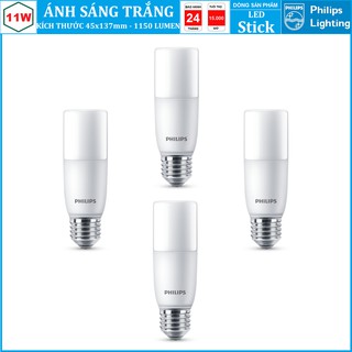 ( BỘ 4 ) BÓNG ĐÈN LED STICK PHILIPS 11W E27 ( DẠNG TRỤ NHỎ GỌN THAY THẾ CHO BÓNG COMPACT )