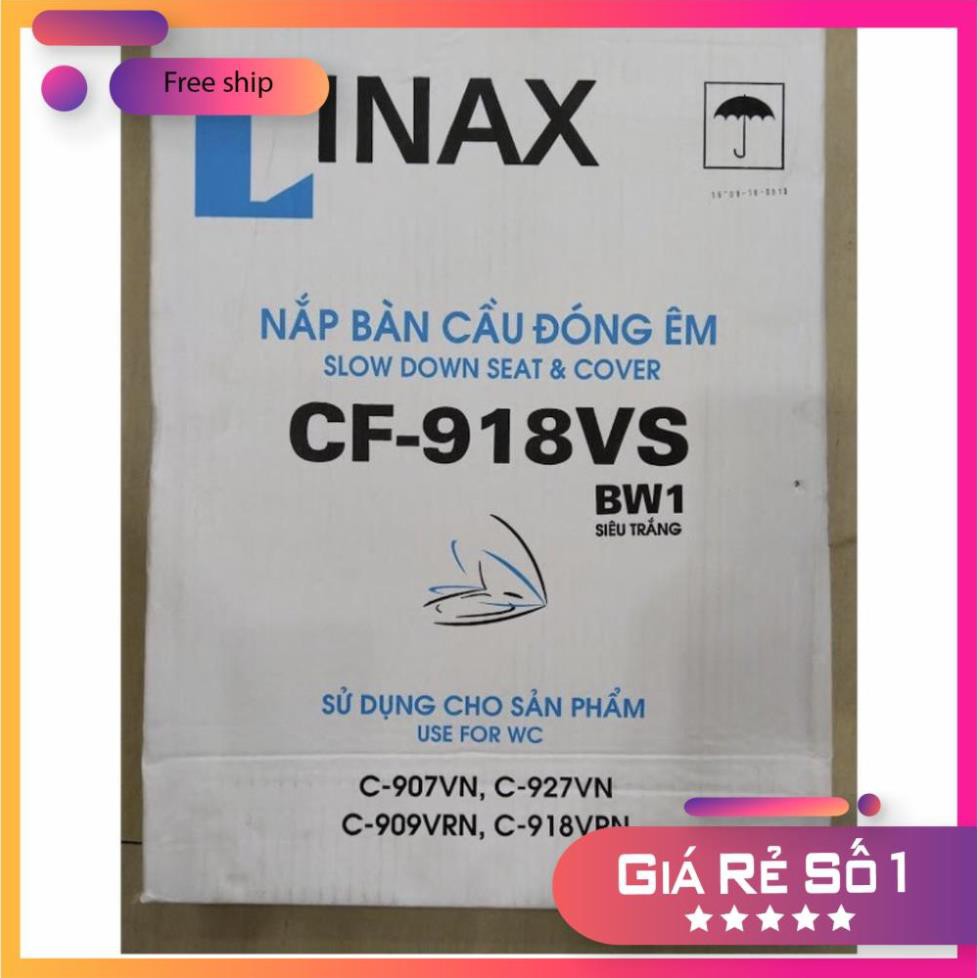 NẮP BỒN CẦU INAX CF-918VS, NẮP ĐÓNG ÊM, MÀU TRẮNG - hàng chính hãng