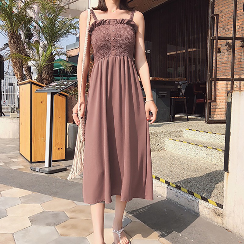 Đầm 2 dây dáng xòe đính nút quyến rũ | BigBuy360 - bigbuy360.vn