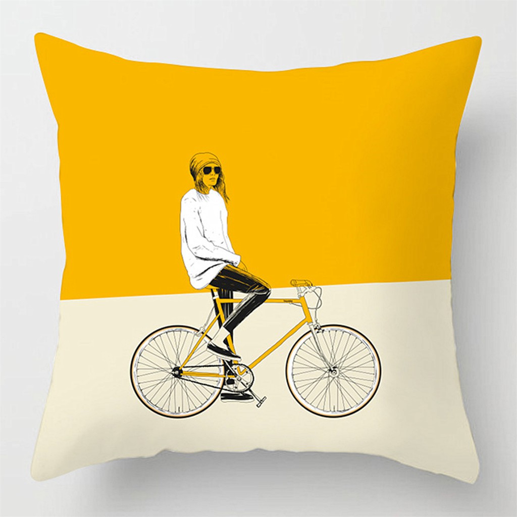 Áo gối in hình trừu tượng màu vàng chất vải mềm mại nhiều kích cỡ 40 / 45 / 50 / 60cm