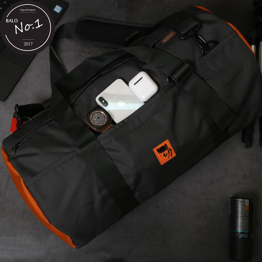Balo thời trang🍀FREESHIP🍀 Túi Trống Tập Gym Thể Thao Cao Cấp Mikkor The Sporty Gear – Charcoal / Orange