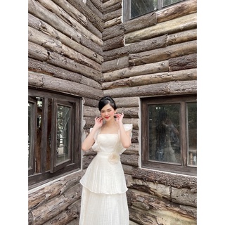 Váy maxi tầng xếp ly