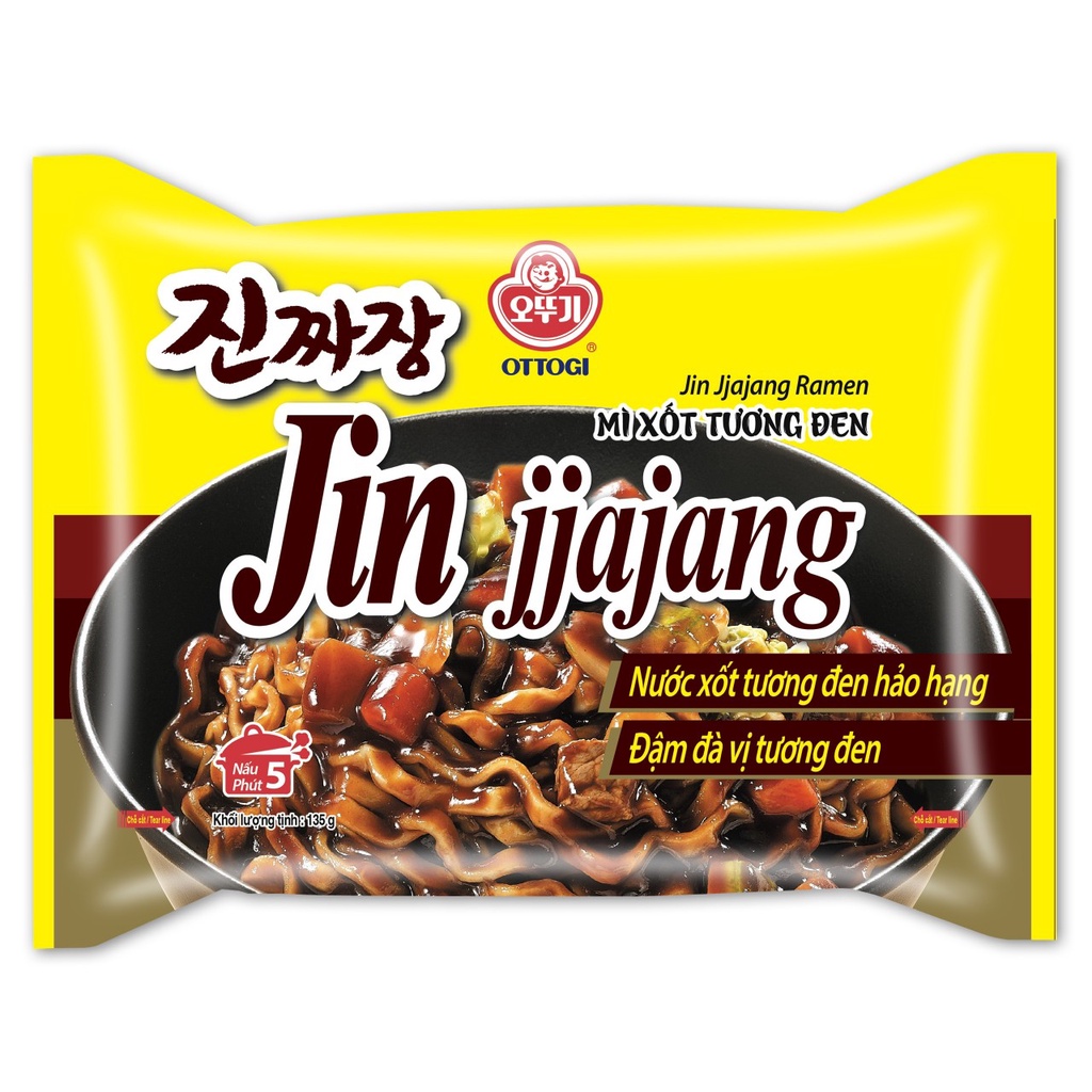 Mì Ottogi xốt tương đen Jin Jjajang Ramen (Gói 135g)