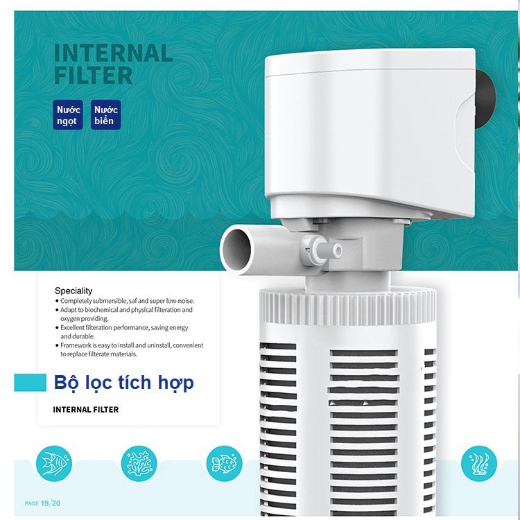 Máy bơm lọc oxy bể cá 3 trong 1 JY tròn