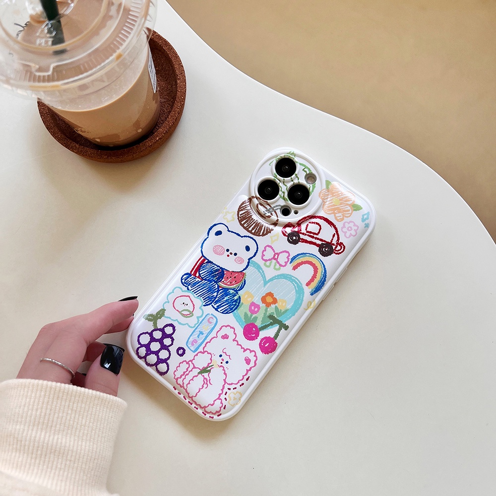 ốp iphone mô hình gấu graffiti TPu Silicone Case Điện thoại iPhone 11 Pro Max X Xr Xs 7 8 14 Plus Se 2020 12 pro max 13 mini