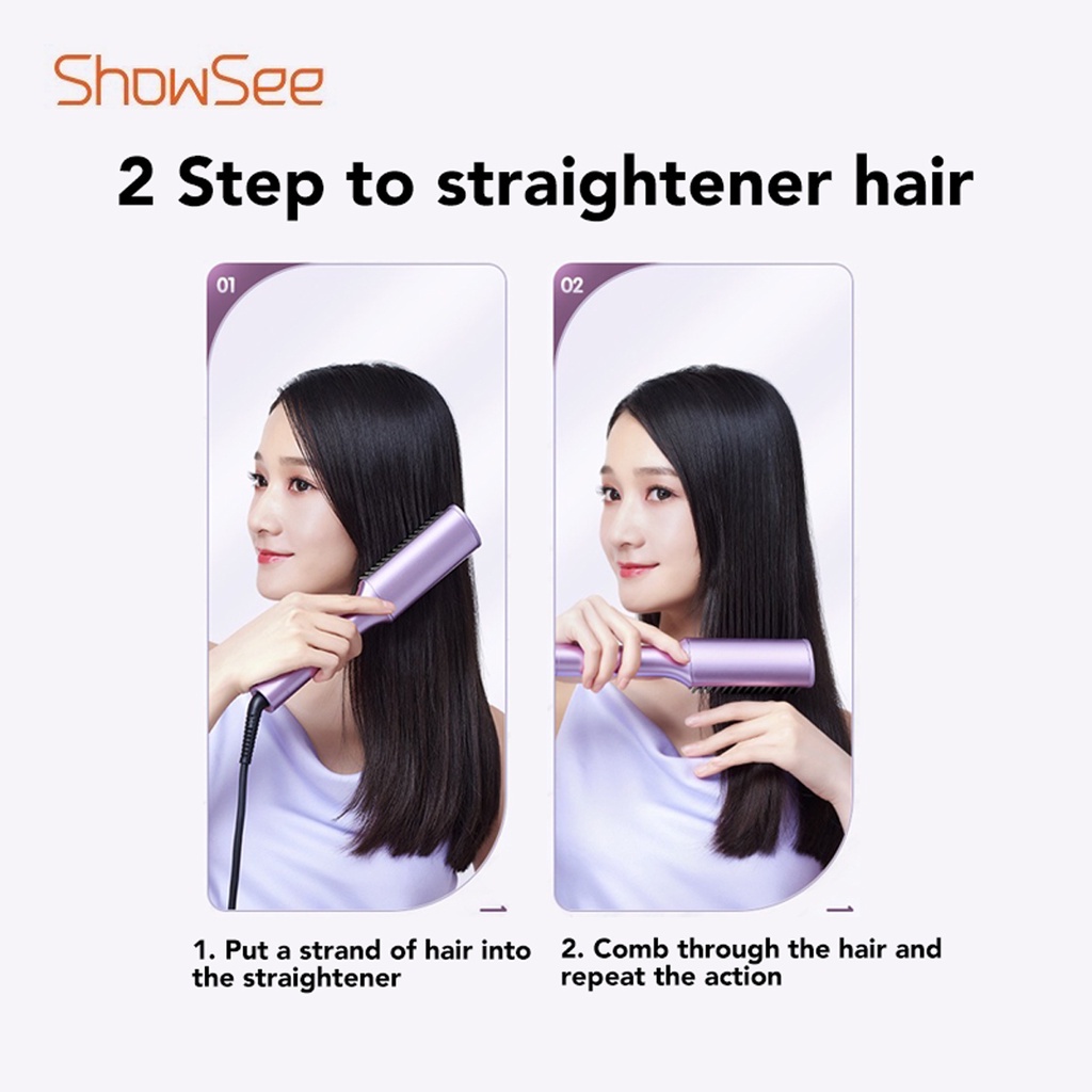 Lược Điện Chải Showsee E1 Tóc Tạo Kiểu An Toàn Chuyên Nghiệp - Kiêm Máy Uốn - Duỗi - Ép Tóc - Tạo Kiểu TiệợiNhanh Chóng