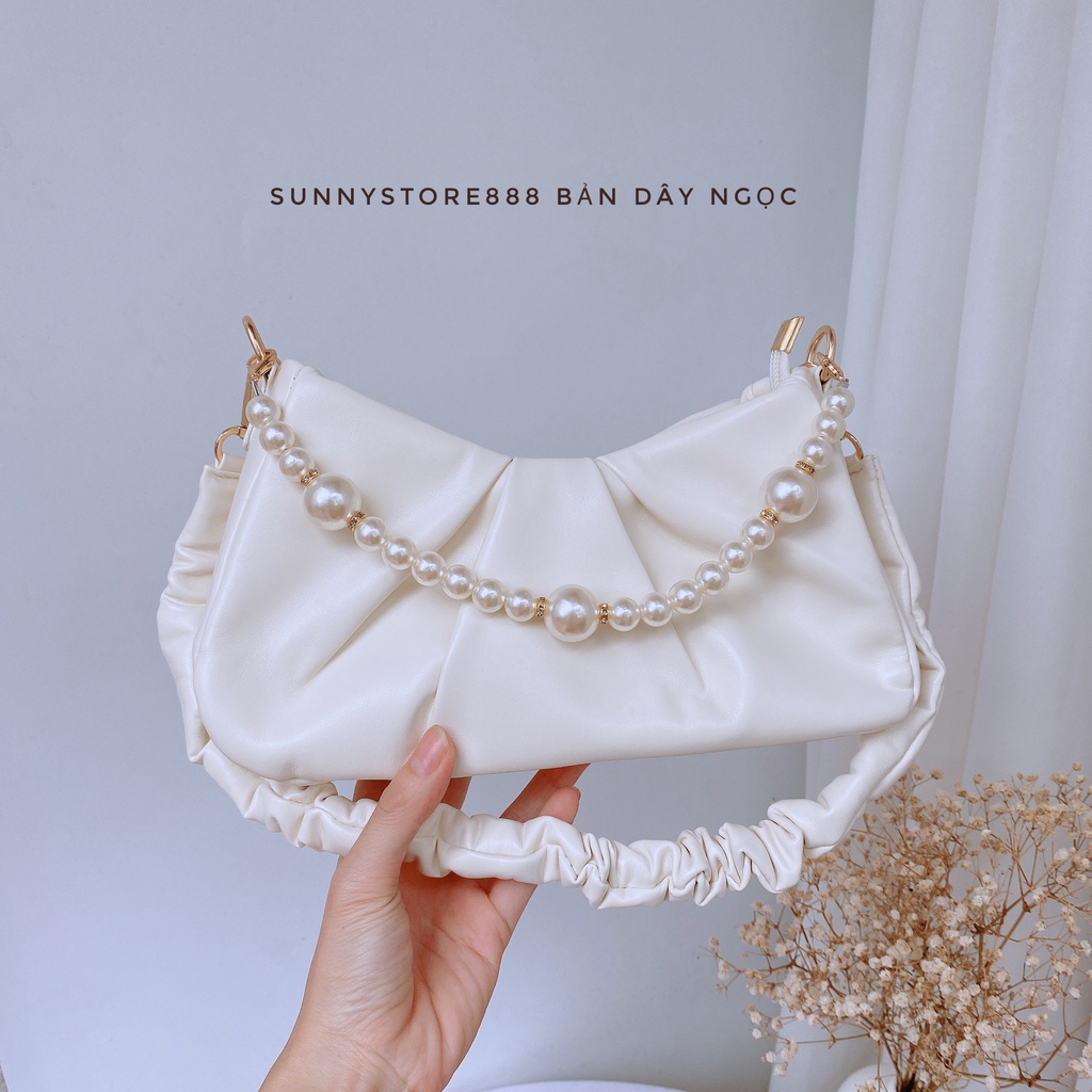 Túi kẹp nách nhún đeo được 2 kiểu tặng kèm dây ngọc/dây ruy băng S118