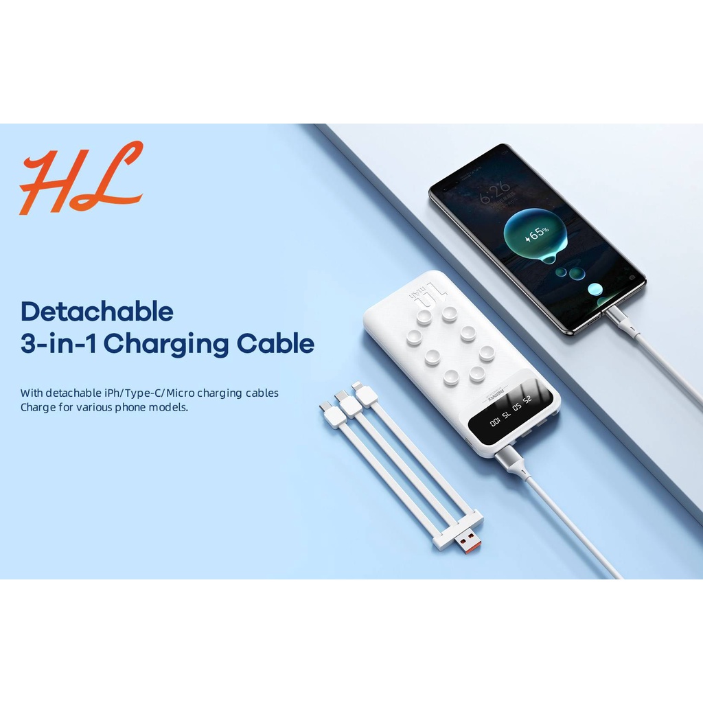 Pin Dự Phòng Remax 10000mAh RPP-27 (Kèm Cáp Sạc 3 Đầu, Tích Hợp Cao Su Giữ Điện Thoại) - BH 12T - Hunglongpc