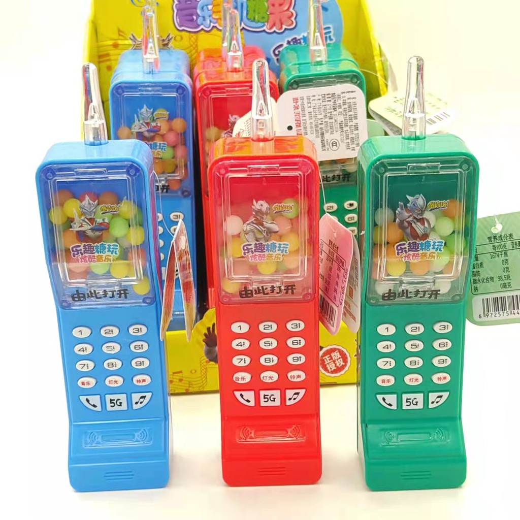 Combo 3 hộp kẹo bi ngậm điện thoại có nhạc và đèn món đồ chơi kèm ăn vặt yêu thích của trẻ nhỏ