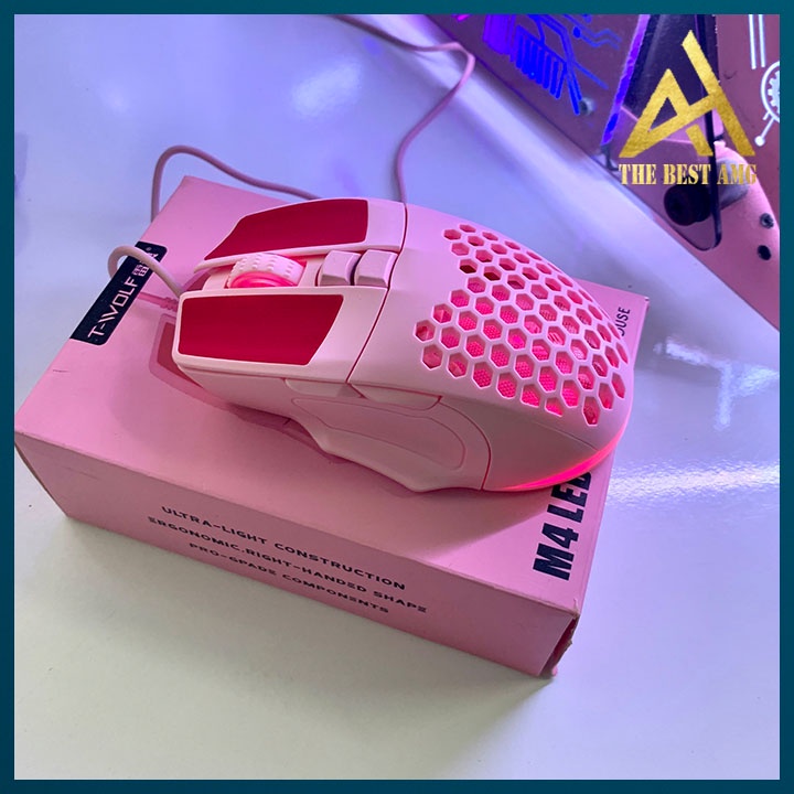 Chuột Máy Tính Có Dây Led Rgb T-WOLF M4 Màu Hồng Siêu Đẹp - Chuột Gaming Vi Tính Laptop Chơi Game