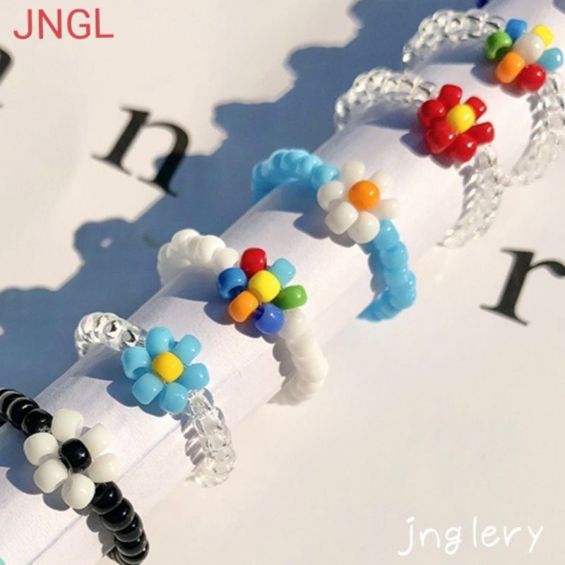 Nhẫn Hoa Hạt Cườm 3mm Nhiều Mẫu Co Giãn RF20