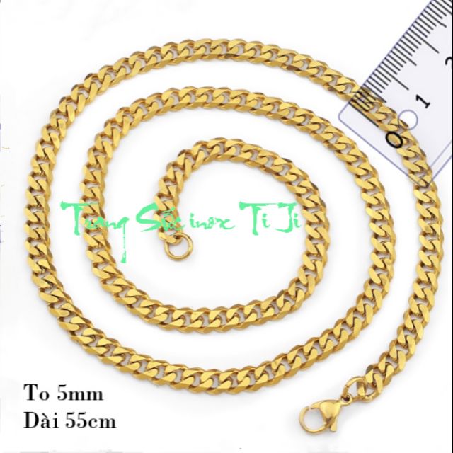 Dây chuyền inox kiểu lặc 5ly mạ vàng