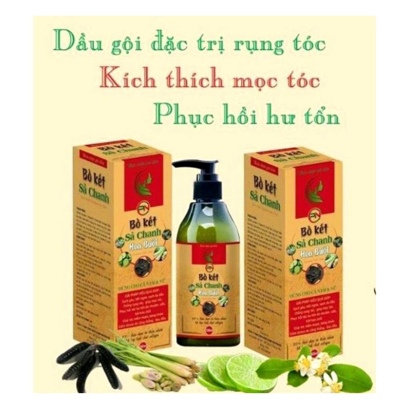 Dầu gội Bồ Kết Xả Chanh Hoa Bưởi Thảo Dược Thiên Nhiên 300ml