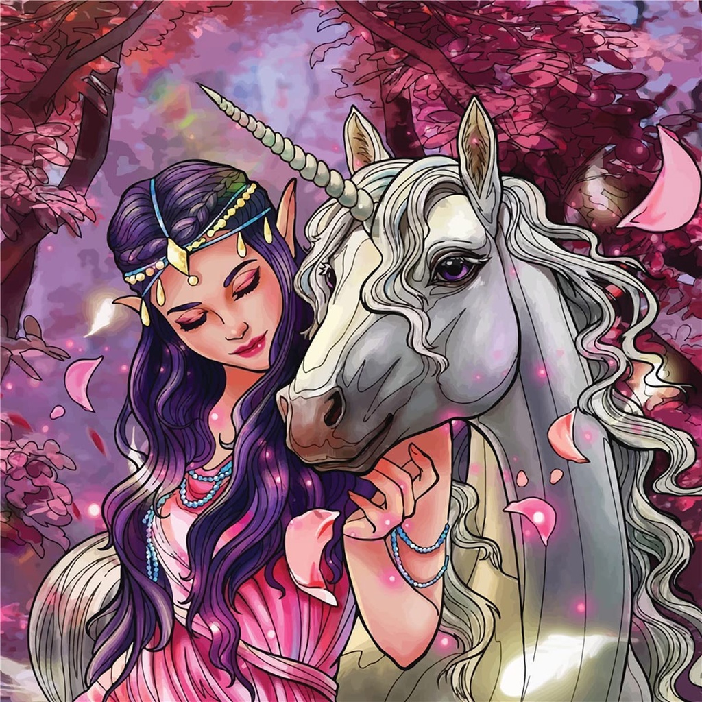 Bộ Tranh Đính Đá 5D Toàn Diện Họa Tiết Công Chúa / Ngựa Một Sừng / Vuông Độc Đáo DIY Dùng Trang Trí Nhà Cửa