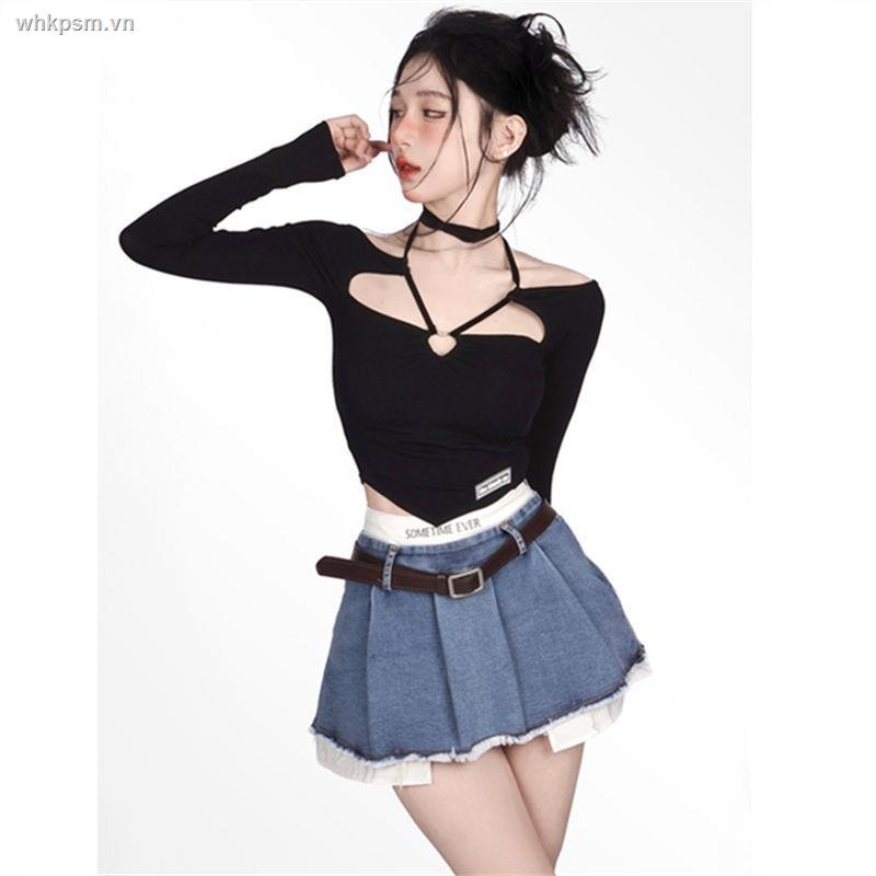 Chân Váy Denim Chữ A Lưng Cao Thời Trang Dành Cho Nữ