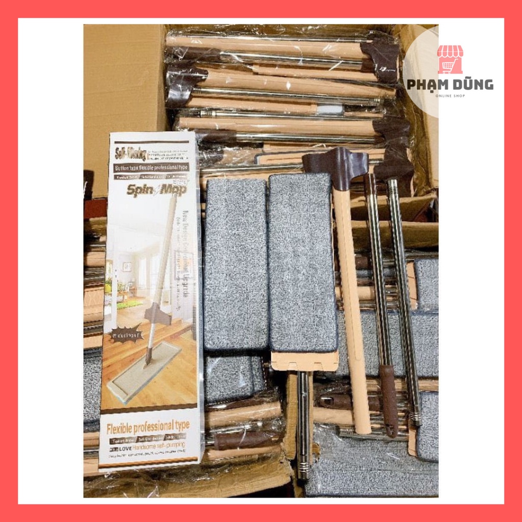 Cây lau nhà tự vắt thông minh kèm 2 bông lau Spin Mop.
