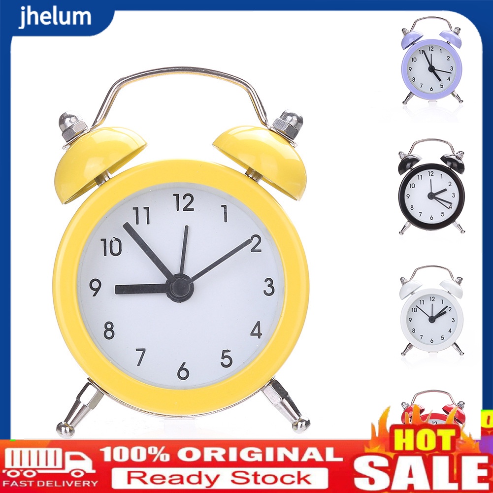 Đồng Hồ Báo Thức Hình Tròn Mini Bằng Kim Loại Để Bàn Tiện Dụng Cho Gia Đình/ Văn Phòng