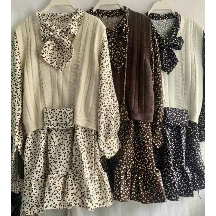 Sét Váy hoa nhí + áo gile