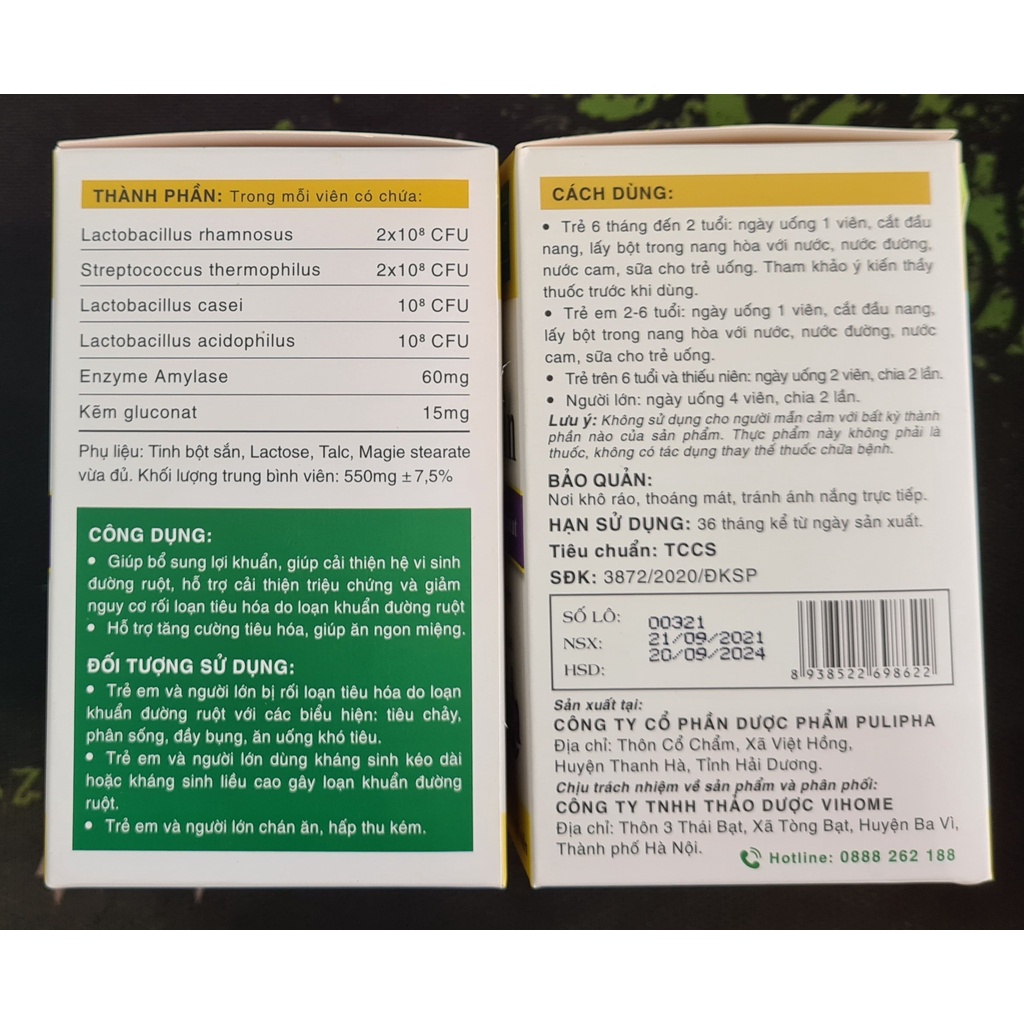 Men viên Vi-Lactomin (Hộp 100 viên) - Giúp bổ sung lợi khuẩn, cải thiện hệ vi sinh đường ruột, giảm rối loạn tiêu hóa