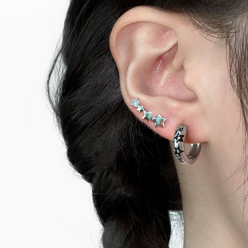 Bông Tai Ngôi Sao Bằng Thép Titanium Bạc Sterling S925 Xu Hướng Mới 2022