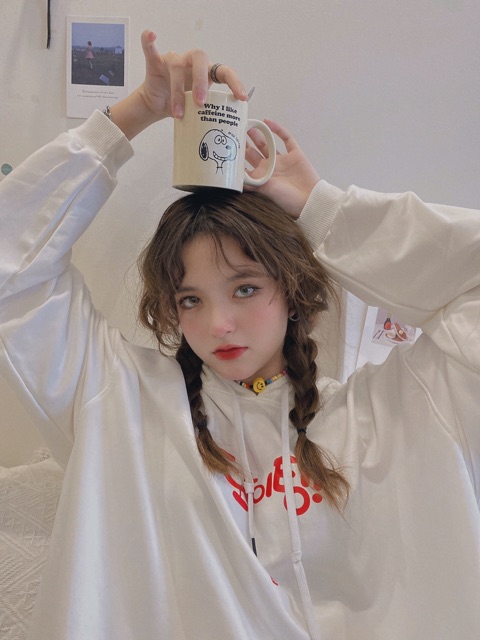 Áo hoodie da cá in chữ Hàn | BigBuy360 - bigbuy360.vn