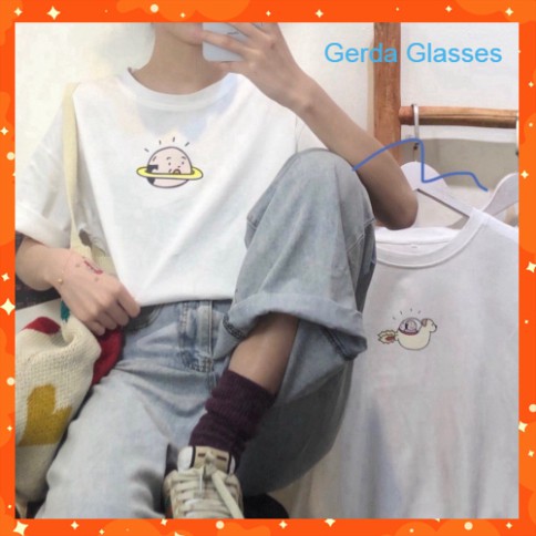 Áo Thun Địa Cầu Hành Tinh Ông Lão Cute Tay Cộc Unisex
