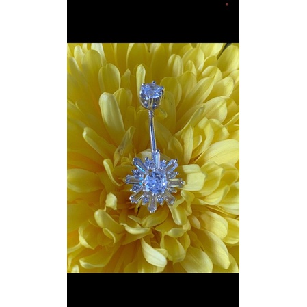 Khuyên rốn bạc chuẩn bông tuyết đá baget