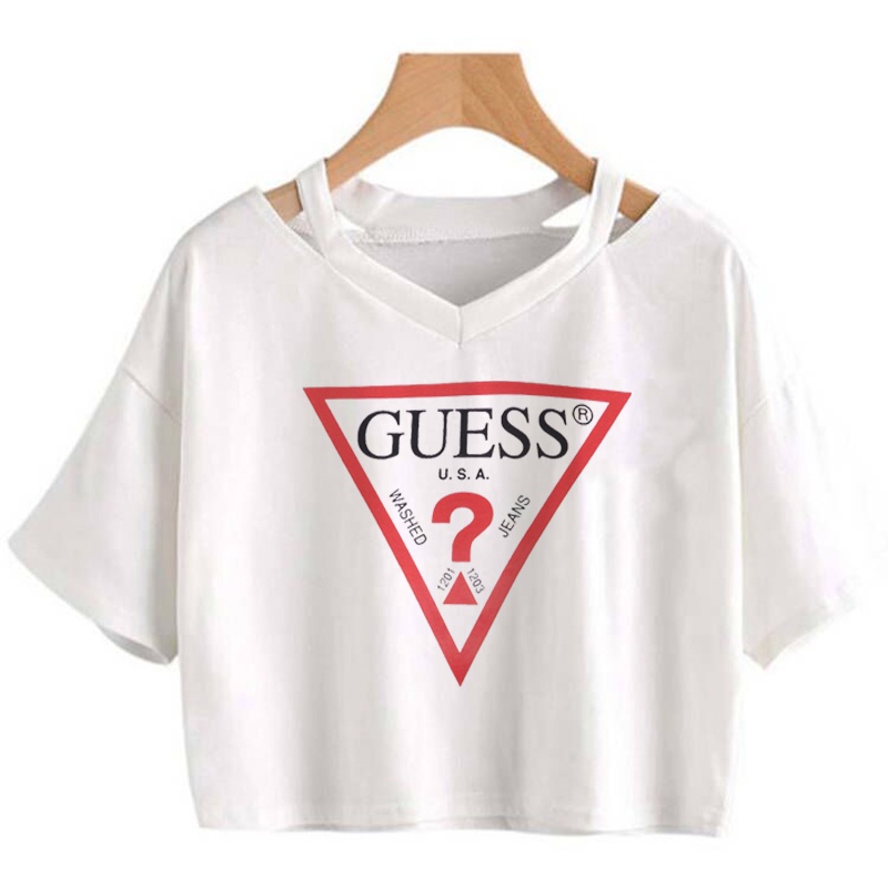 Áo Thun Trắng In Logo Guess Size S M L Xl 2XL