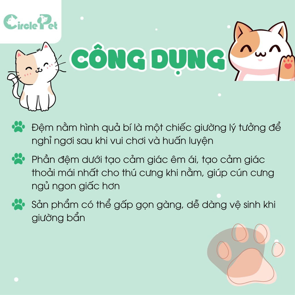 Đệm Nằm Cho Thú Cưng Hình Quả Bí Gắn Hoa Xinh Xắn Chất Vải Êm Ái 2 Màu Size M 50cm - Circle Pet